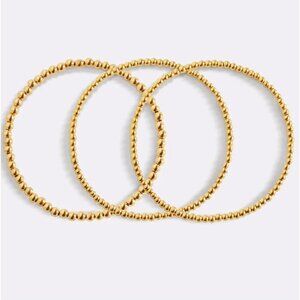 Bundle Set of 2 Waterproof stretch Gold Bead Bracelets Stacking Bracelets PRETTY